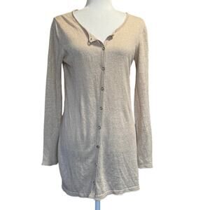 Lilly Pulitzer Jacey Gold Metallic Linen Blend Long Cardigan Sweater Size XS